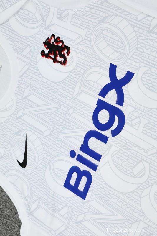 25/26 Chelsea White Vest Jersey+Shorts