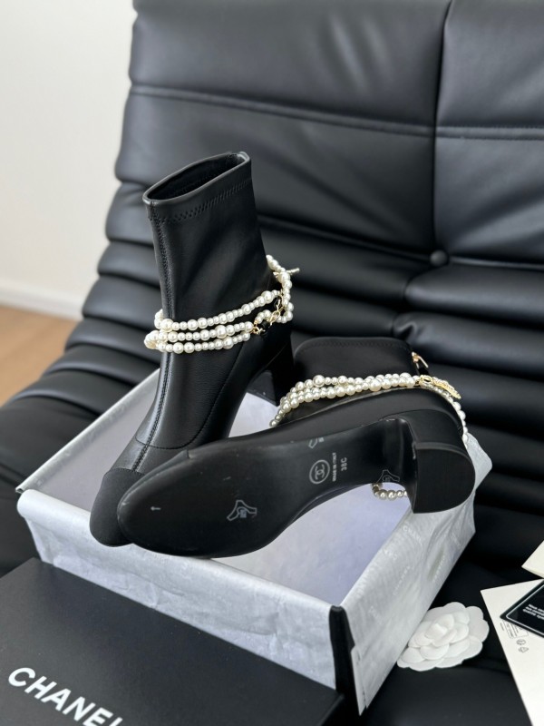 Chanel Pearl Collection Mary Jane Short Boots - LY00360