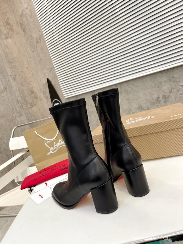 Christian Louboutin 2025/SS Chunky Heel Stretch Ankle Boots - LY00300