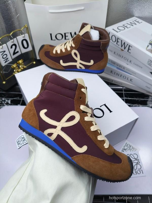 LOEWE High-Top German Training Sneakers Retro Fashion Casual White Shoes - LY00330