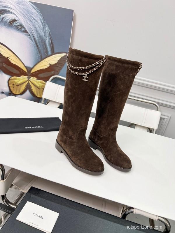 Chanel 2025/SS Quilted Leather Chain CC Four-Leaf Clover Flat Ankle Boots - LY00510