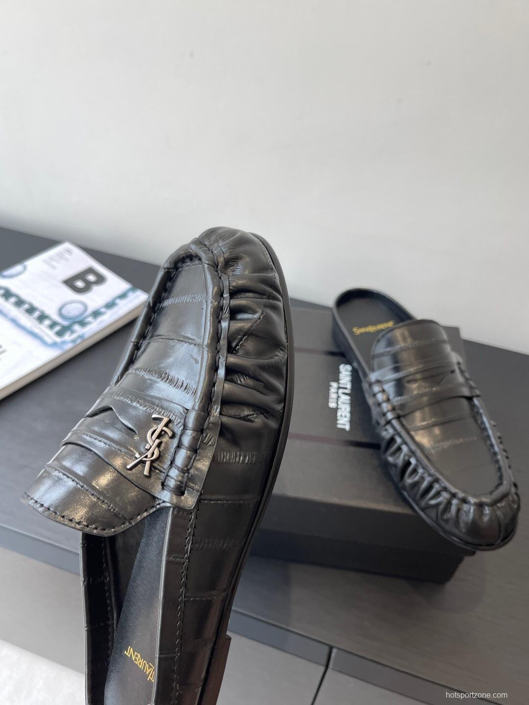 Saint Laurent Classic Loafer Half-Drag Mule Shoes - KF Y00350