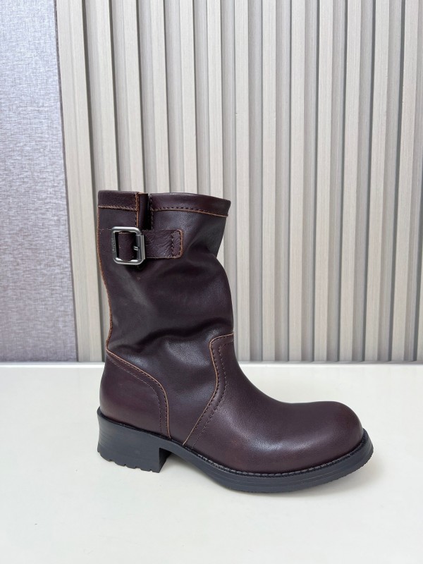 Prada 2025 SS Retro Martin Boots Motorcycle Boots - LY00350