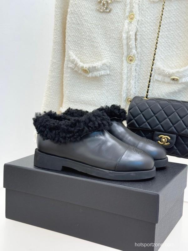 Chanel 2025/SS Double C Color-Block Shearling Snow Boots - KFY00270