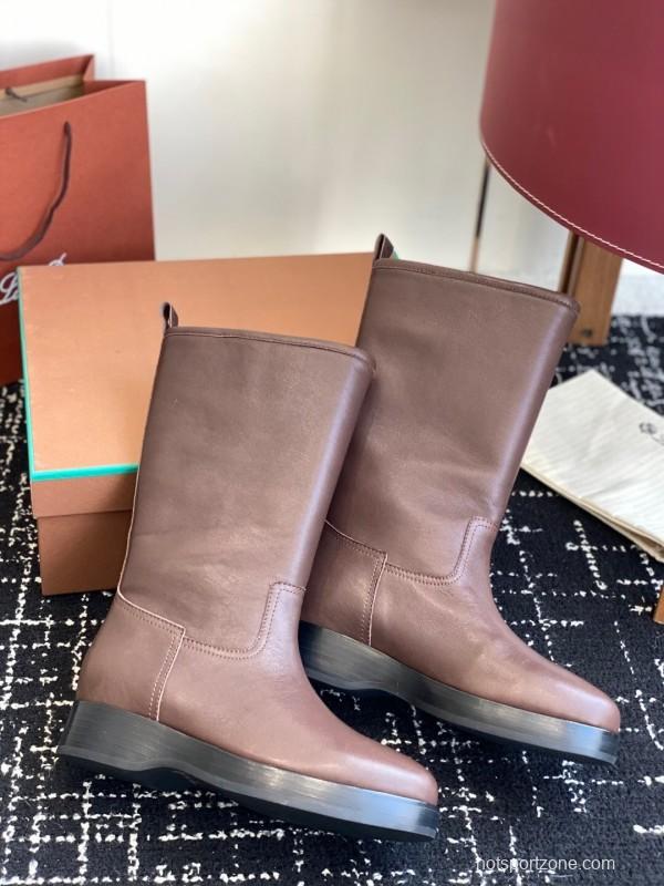 Brunello Cucinelli Classic Spring BC Calfskin High Top Thick Sole Riding Boots Long Boots - KFY00450