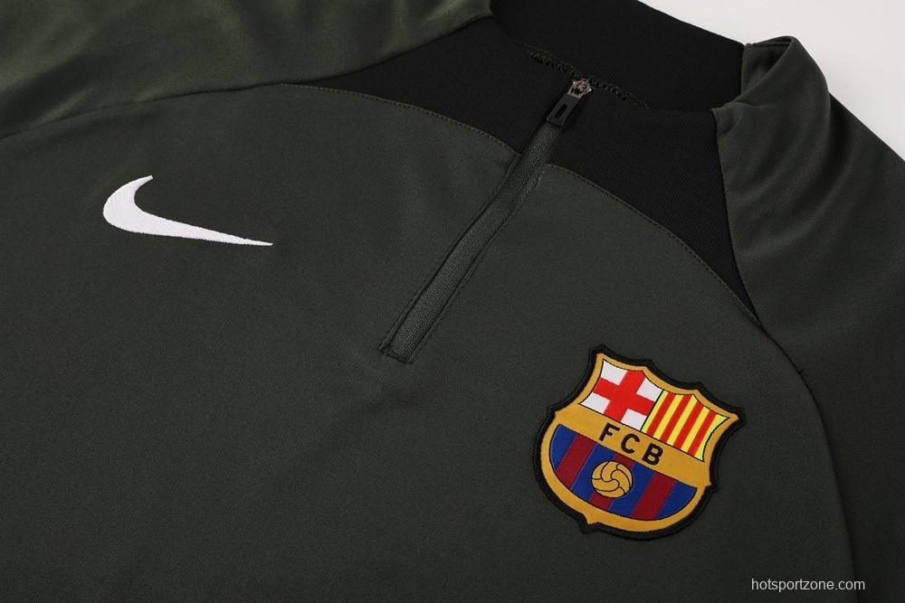 23/24 Barcelona Dark Green S-2XL Half Zipper Jacket+Long Pants