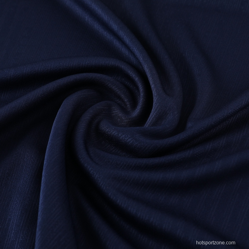 2025 France Royal Blue Half Zipper Jacket+Long Pants