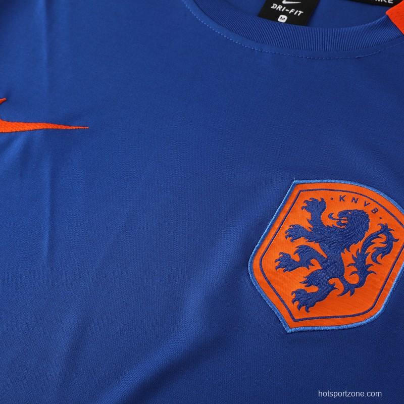 2025 Netherlands Blue Short Sleeve+Soccer Shorts