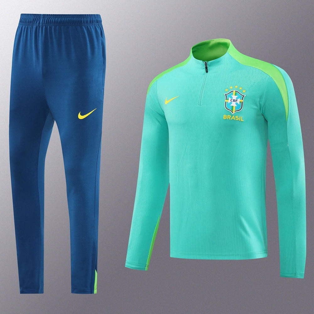 2025 Brazil Lake Green Half Zipper Jacket+Long Pants