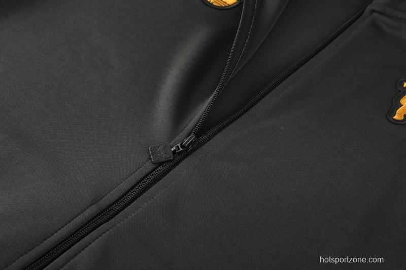 25/26 Manchester United 08 Dark Gray Half Zipper Jacket+Long Pants S-2XL