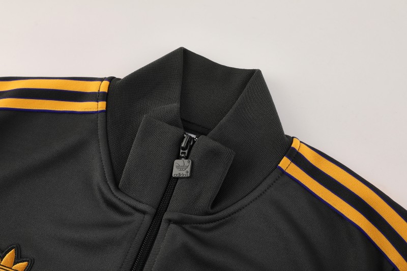 25/26 Manchester United 08 Dark Gray Half Zipper Jacket+Long Pants S-2XL