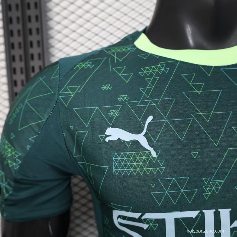 25/26 Player Version  Manchester City Third Dark Green with Geometric Triangle Pattern Jersey