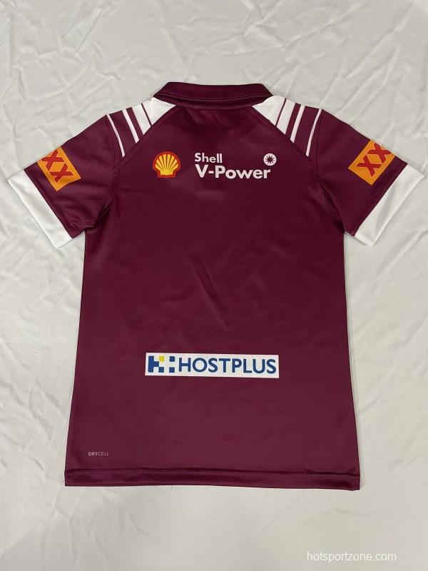 2025 Kids Queensland Maroons Maroon with White Stripes Jersey