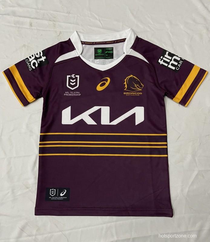 25/26 Kids Brisbane Broncos Maroon with Gold Stripes Jersey