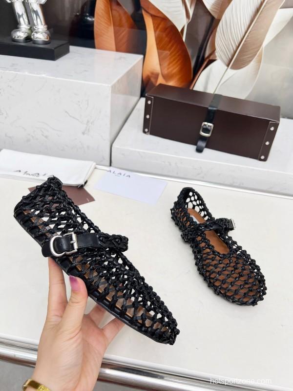 Alaia 2025SS Handwoven Ballet Dance Shoes with Inner Height Increase - LY00280