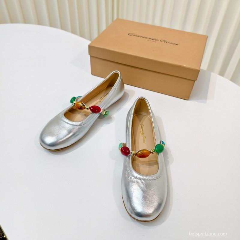 Gianvito Rossi Bohemian Style Turquoise Flat Ballet Shoes - LY00320