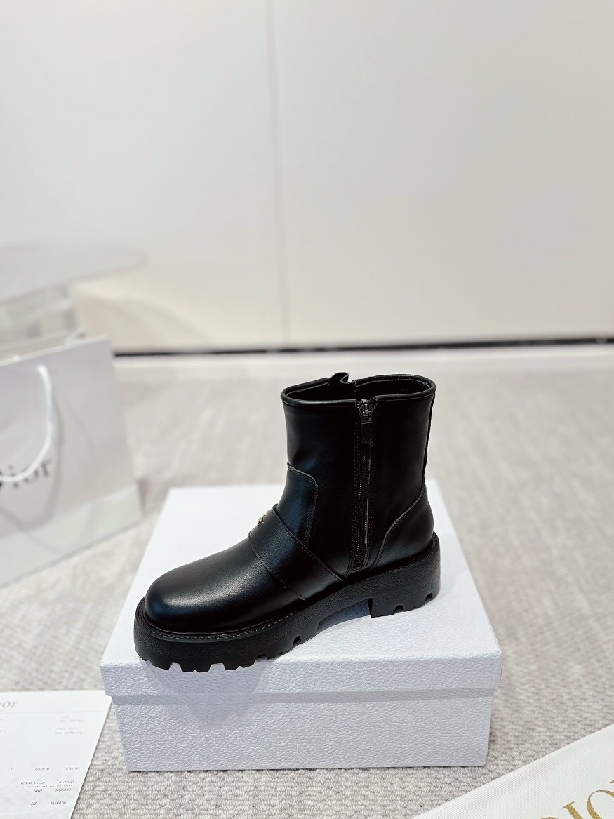 DIOR CHRONO Ankle Boots with CD Logo and Branded Zipper - LY00340