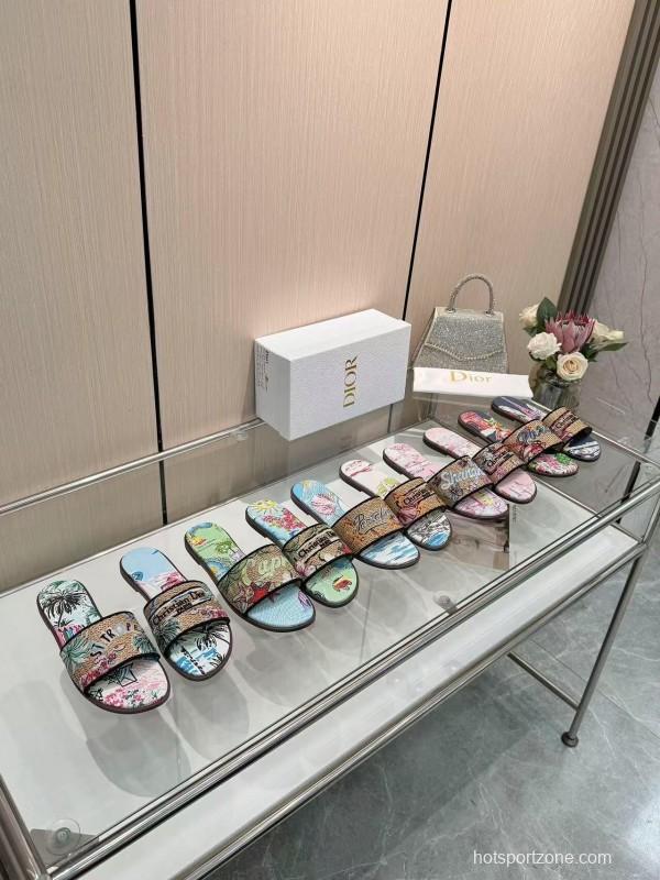 Dior 2025/ss Embroidered Monogram Slippers with Sheepskin Lining - LY00200/LY00240