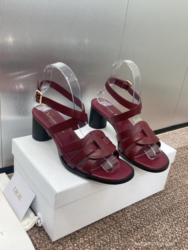 Dior D-Club Jelly Color Hollow Layered Cross Strap Mid Heel Women Shoes - KFY00290