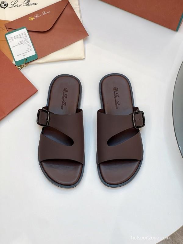 Loro Piana 2025/SS Men's Spring Summer Slippers with High-Quality Stitching and Comfortable Sole - AS00250