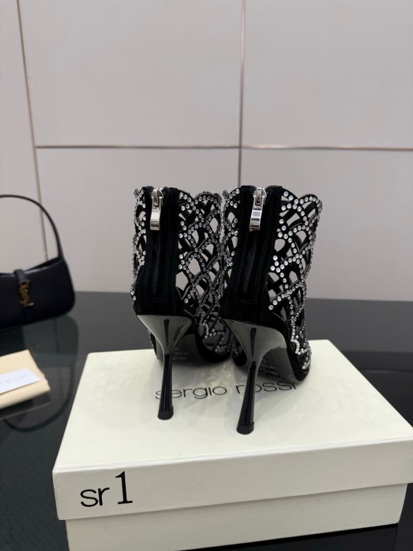 Sergio Rossi Mermaid Sandals 2025 SS Collection Fishnet High Heels - KFY00470