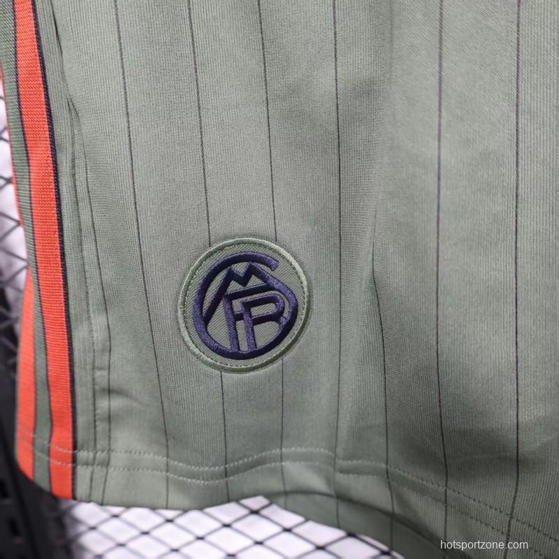 Player Version 25/26 Bayern Munich Olive Green with Orange Side Stripes Shorts