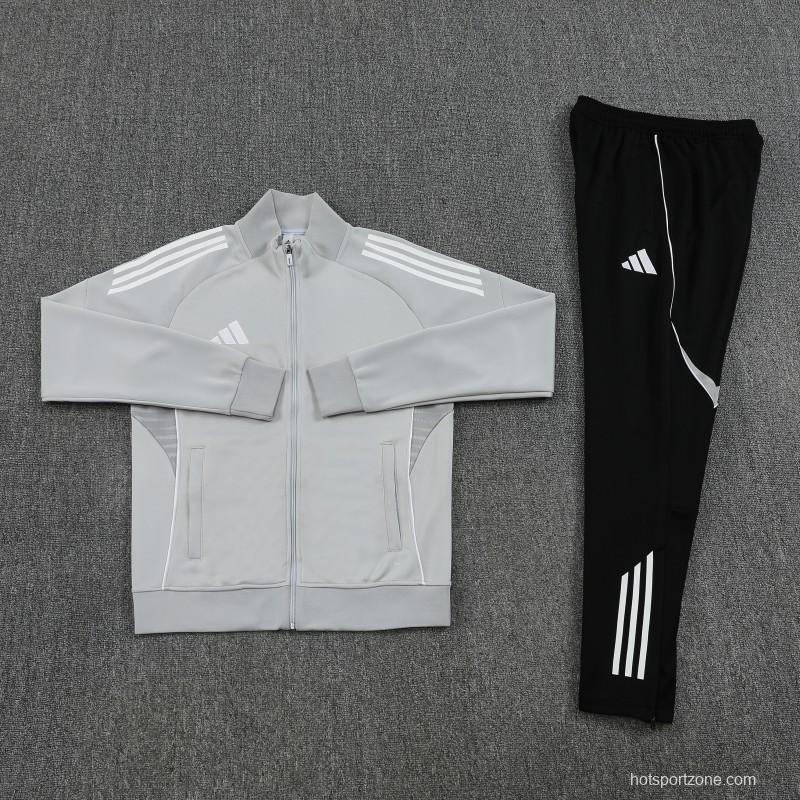 2025 Adidas Grey Full Zipper Jacket+Long Pants