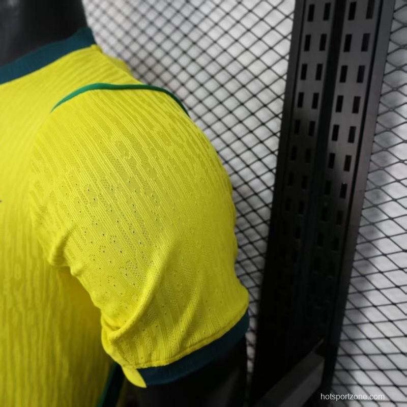 Player Version 2026 Brazil Home Yellow with Vertical Stripe Pattern Jersey
