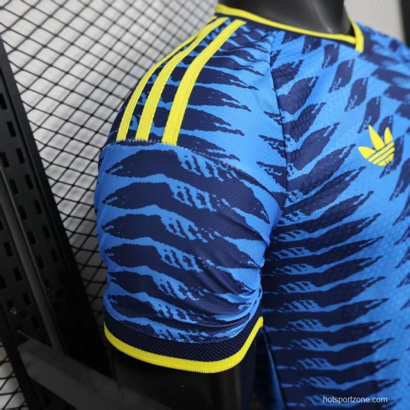 Player Version 2026 Colombia Away Blue with Zigzag Wave Pattern Jersey