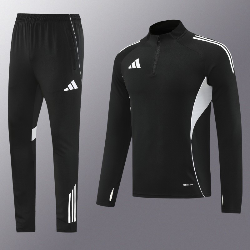 25/26  Adidas Black Full zipper Jacket Tracksuit+ long pants