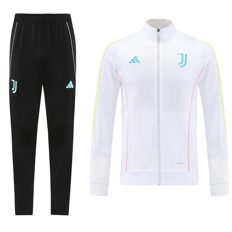25/26  Juventus White  Full zipper Jacket Tracksuit+ long pants