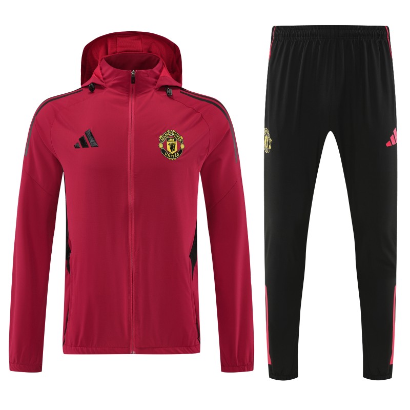 25/26 Manchester United Red Full zipper Jacket Tracksuit+ long pants