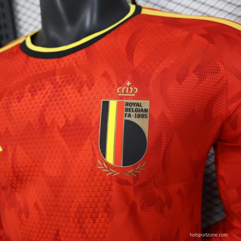 Player Version 2026 Belgium Home Red Long Sleeve Jersey