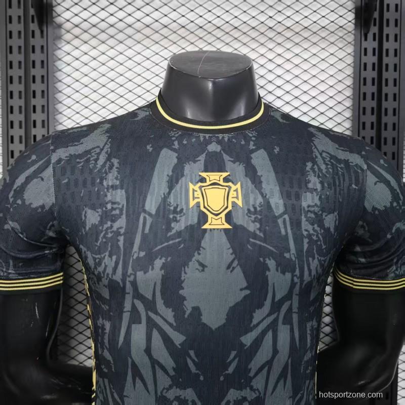 2026 Player Version Portugal Dark Grey with Abstract Graphic Pattern Jersey