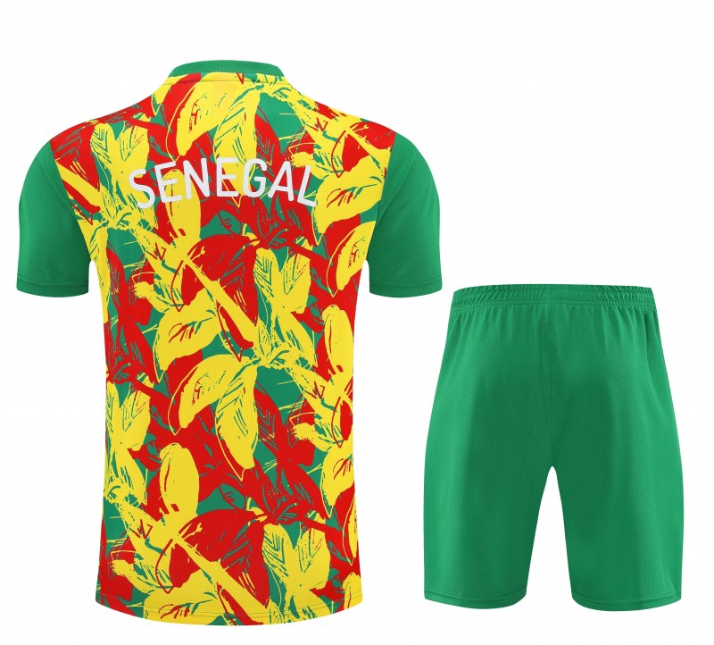 25/26 Senegal Green Tropical Floral Print Short Sleeve Training Suit + Shorts