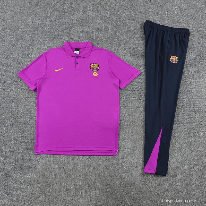 26/27 Barcelona  Purple  Polo Training Shirt + Navy Blue Long Pants Tracksuit