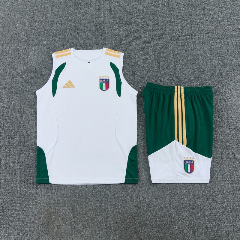 26/27  Italy White Sleeveless Training Vest +Shorts Set