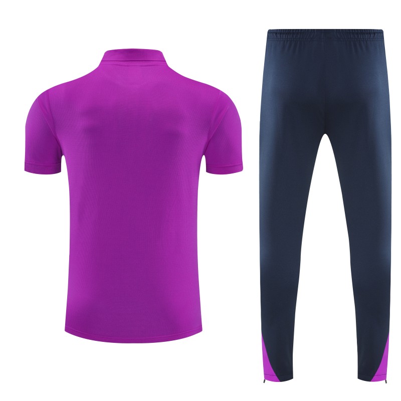 26/27 Barcelona  Purple  Polo Training Shirt + Navy Blue Long Pants Tracksuit