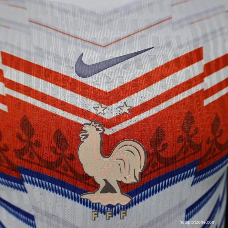 Player Version 2026 France Away White with Red & Blue Chevron Stripe Special Edition Jersey