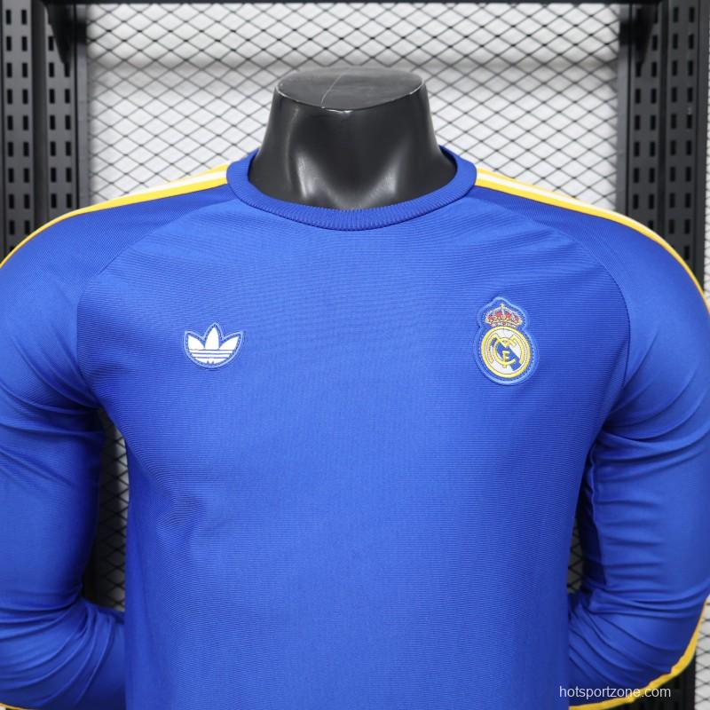 Player Version 2026 Real Madrid Blue Long Sleeve  Adidas Originals Retro Special Edition Jersey