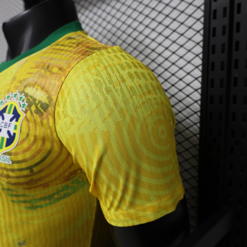 Player Version 2026 Brazil Yellow with Green Ink Splash Special Edition Home Jersey
