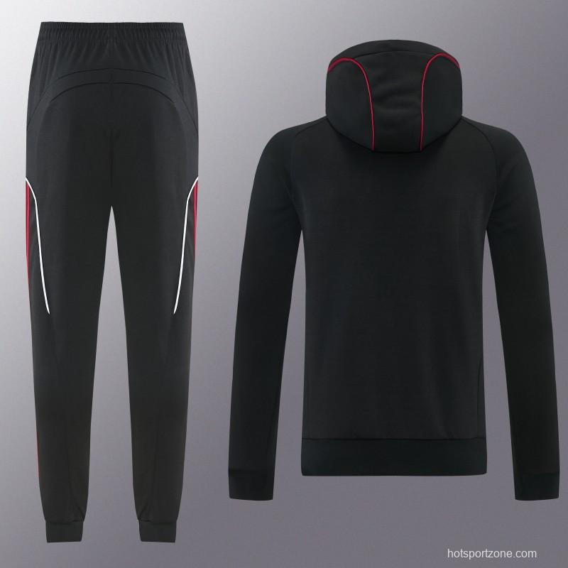 26/27 Liverpool  Black Full Zipper Hooded Jacket Tracksuit + Long Pants