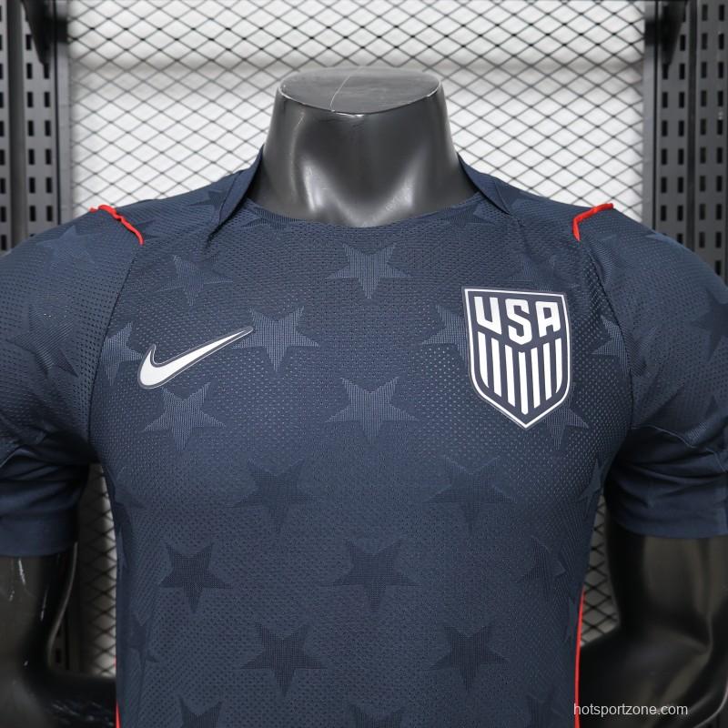Player Version 2026 USA Navy Blue with All-Over Star Pattern Away Jersey