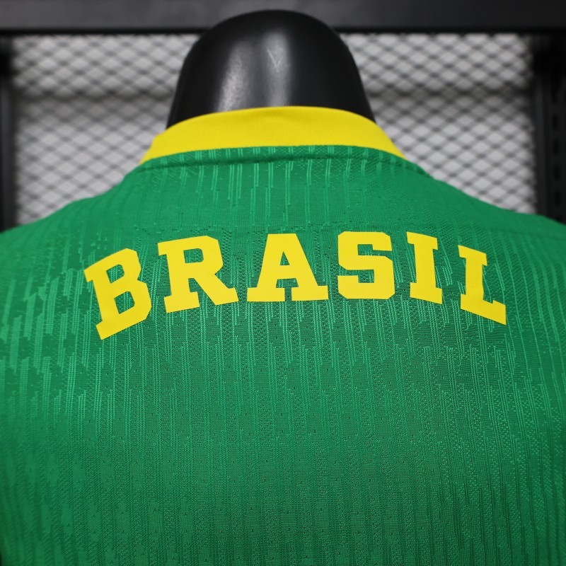 Player Version 2026 Brazil Green with Wave Texture Away Jersey