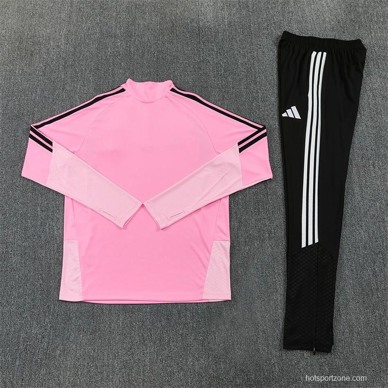 2026 Inter Miami CF Pink  Half Zipper Jacket Tracksuit + Black Long Pants