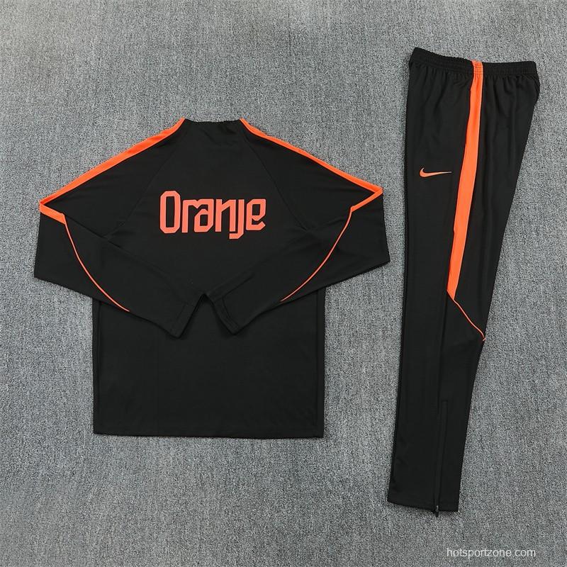 2026 Netherlands Black & Orange  Half Zipper Jacket Tracksuit + Long Pants