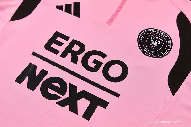 2026 Inter Miami CF Pink  Half Zipper Jacket Tracksuit + Black Long Pants