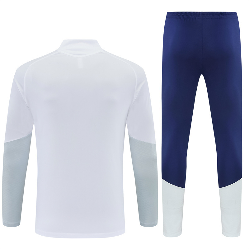 26/27 Kids Real Madrid Home White Half Zipper Jacket Tracksuit + Long Pants