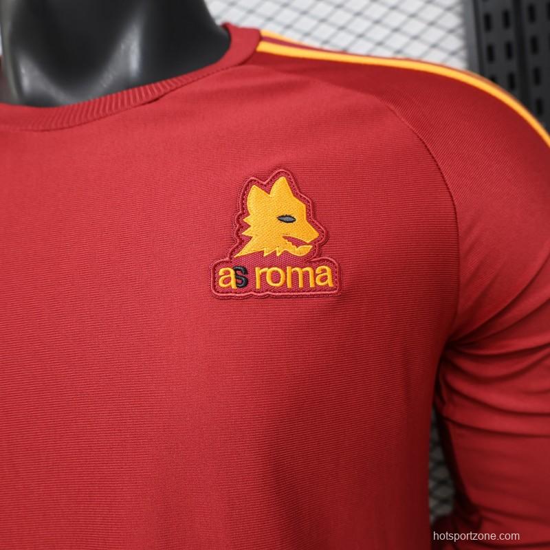 Player Version 2026 AS Roma Deep Red  84/85 Vintage Remake  Long Sleeve Home Jersey