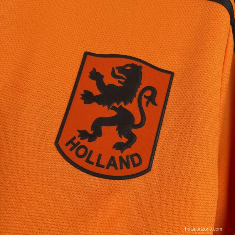 1980 Retro Netherlands Home Long Sleeve Jersey